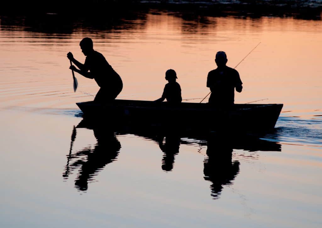 Fishing boats can be taken out on the lakes.