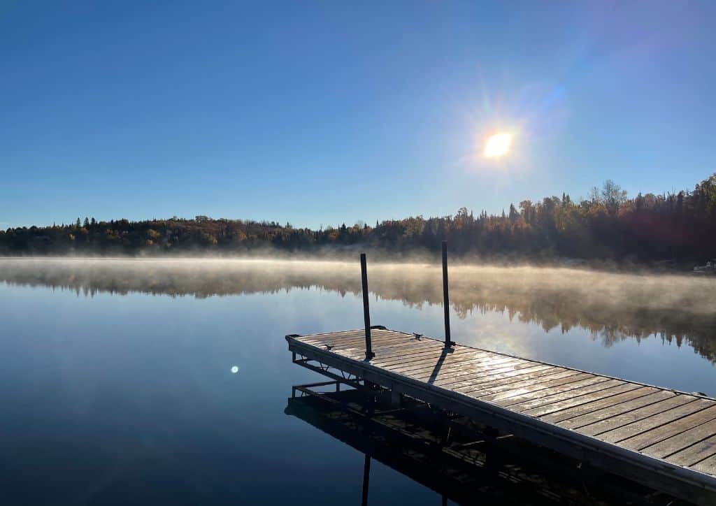 A lake with a dock in it near Brainerd.