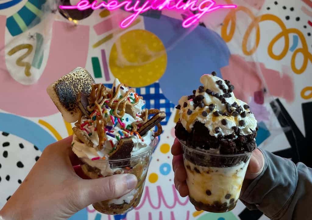 Two cups of ice cream from MN Nice Cream on a Stillwater date night.