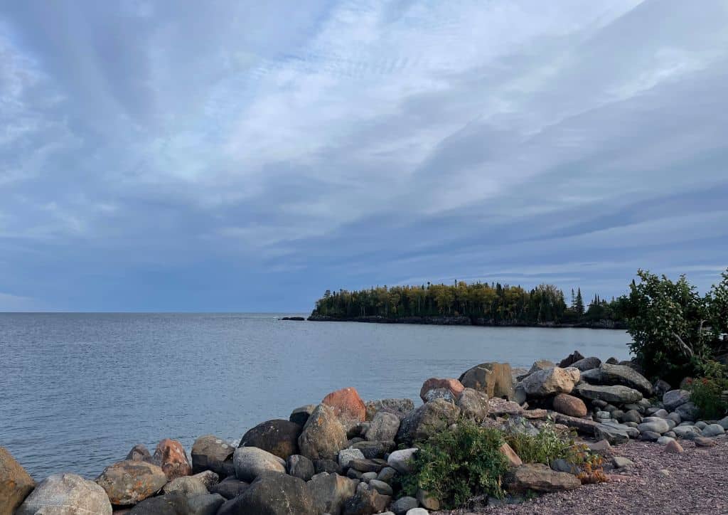A view of Lake Superior from the shoreline.