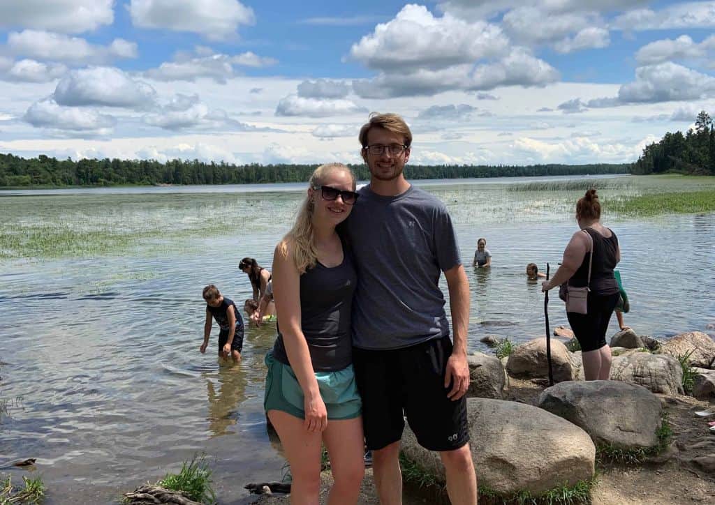 Tyler and I standing in front of the Mississippi Headwaters.