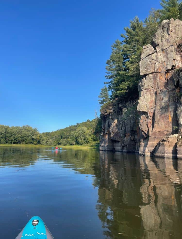 A view of the river bluffs on the St. Croix River.