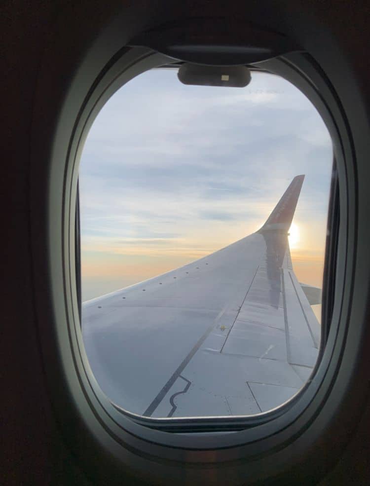 A view outside of a plane window.