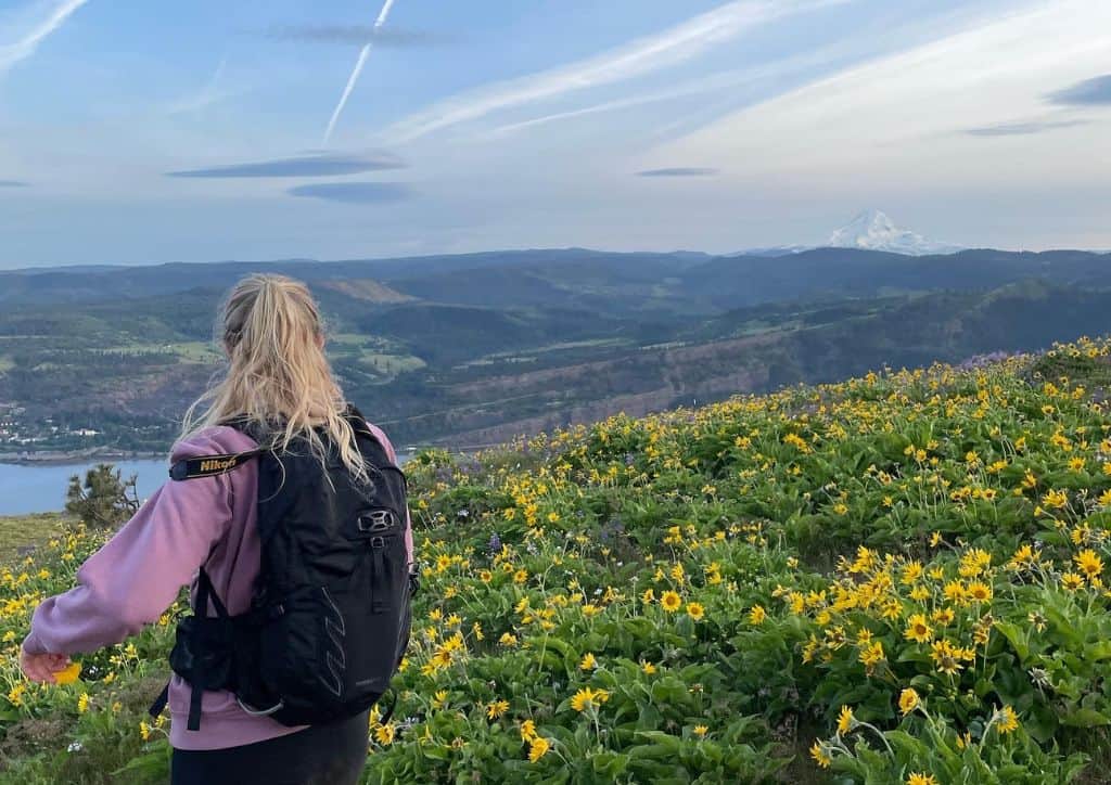 Myself standing in a field of flowers near Portland.