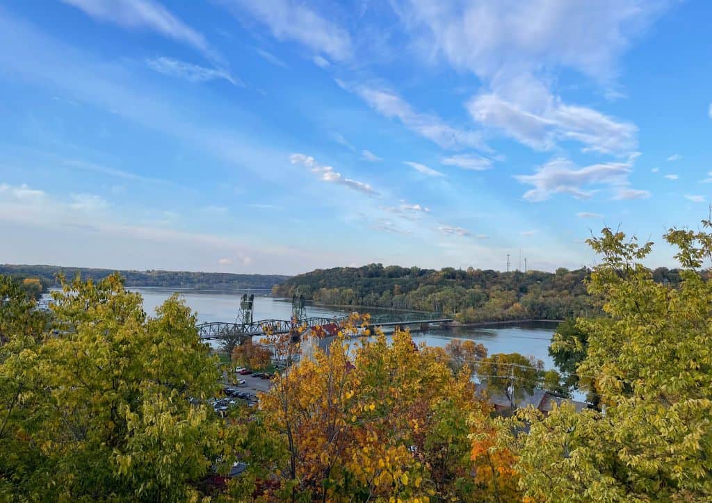 Views from an overlook of the St. Croix River in Stillwater.