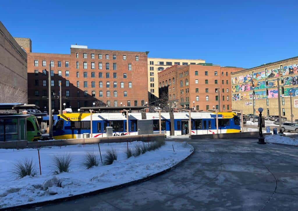A Metro Transit light rail that goes between Minneapolis or St. Paul.