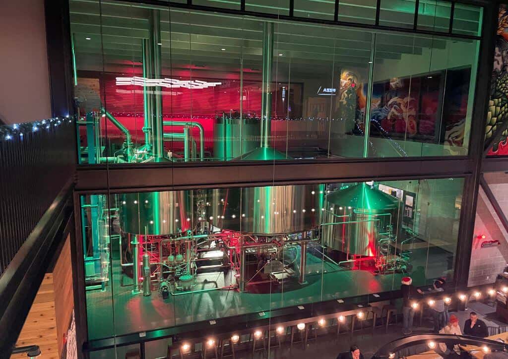 The brewery machinery at Surly Brewing.