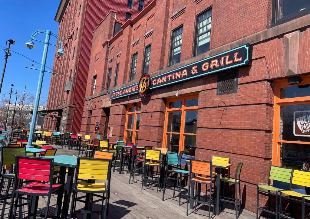 The patio at Little Angie's Cantina for Mexican food in Duluth.
