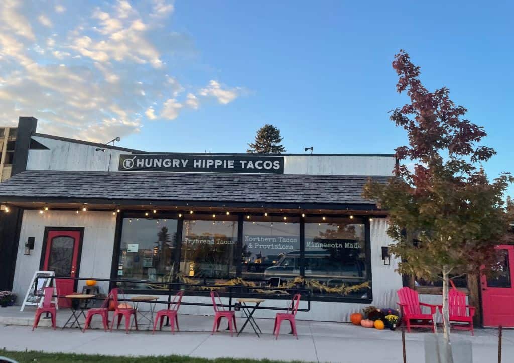 The outdoors of Hungry Hippie Tacos.