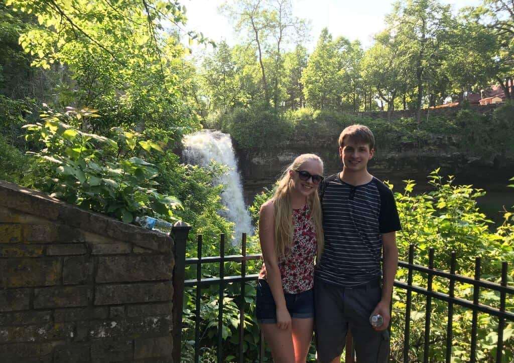 Tyler and I in front of Minnehaha Falls, an outdoor space in Minneapolis.