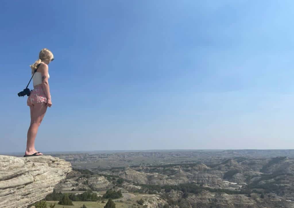 Myself standing on a rock overlooking North Dakota at Theodore Roosevelt National Park.